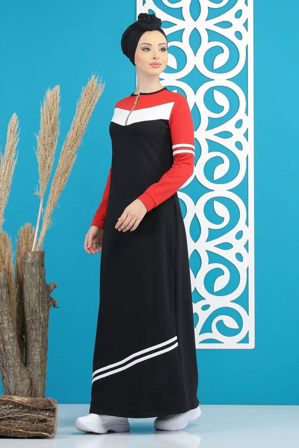 Elbise Siyah Kırmızı - 03 5122 Siyah - 5122
