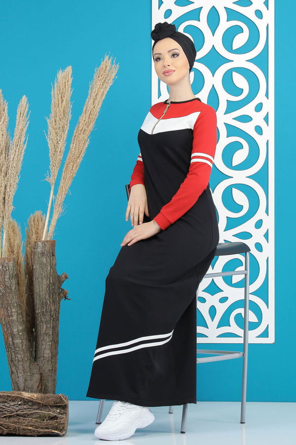 Elbise Siyah Kırmızı - 03 5122 Siyah - 5122