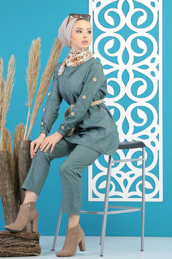 Tunik Pantolon Kemer Zümrüt - 7820 Yeşil - 7820 YEŞİL