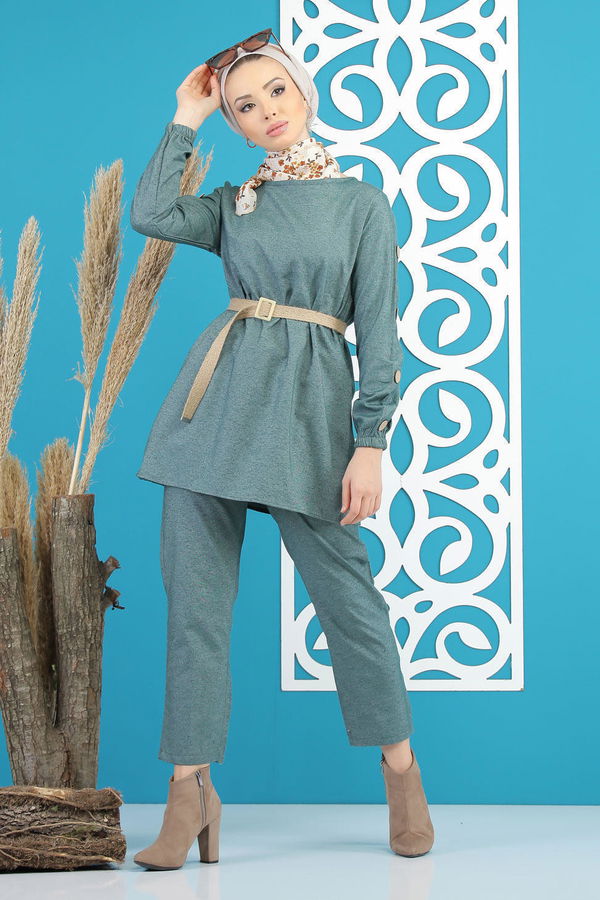 Tunik Pantolon Kemer Zümrüt - 7820 Yeşil - 7820 YEŞİL