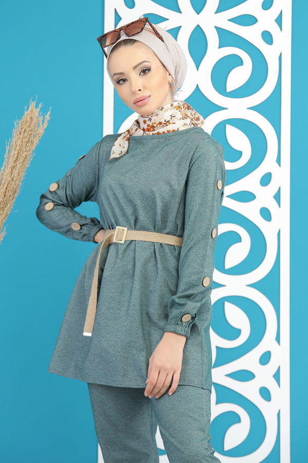 Tunik Pantolon Kemer Zümrüt - 7820 Yeşil - 7820 YEŞİL