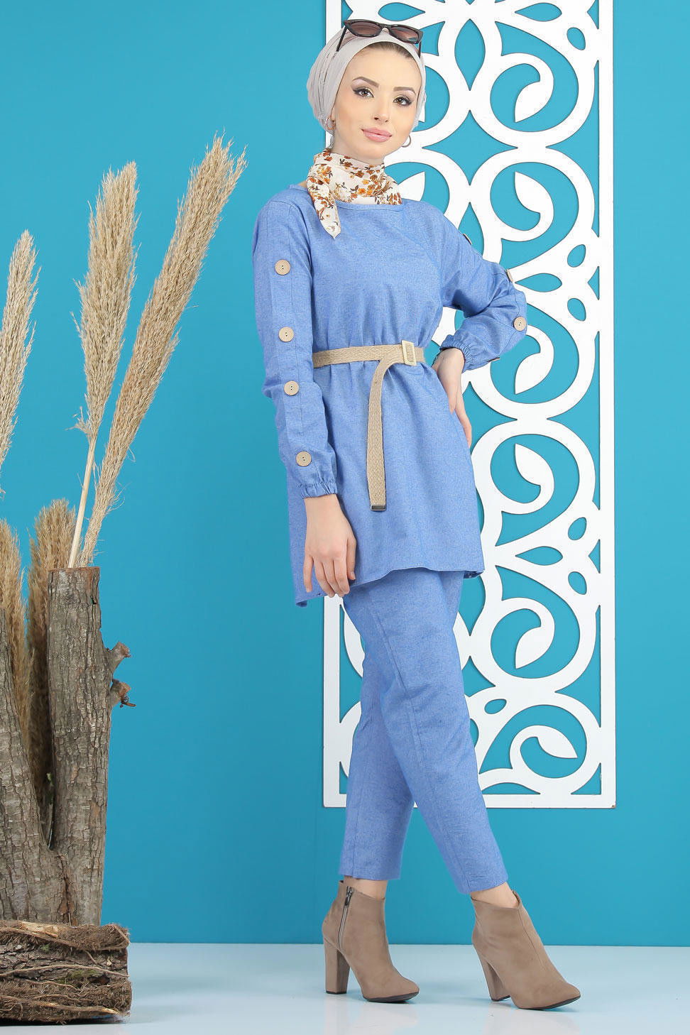 Tunik Pantolon Kemer Mavi - 7820 Mavi - 7820