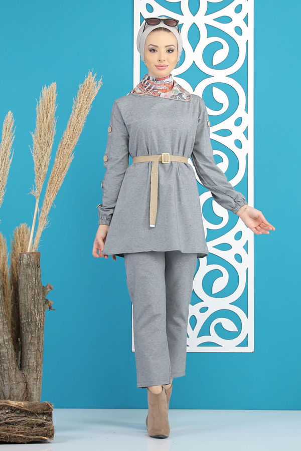 Tunik Pantolon Kemer Gri - 7820 Gri - 7820