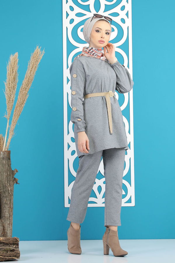 Tunik Pantolon Kemer Gri - 7820 Gri - 7820