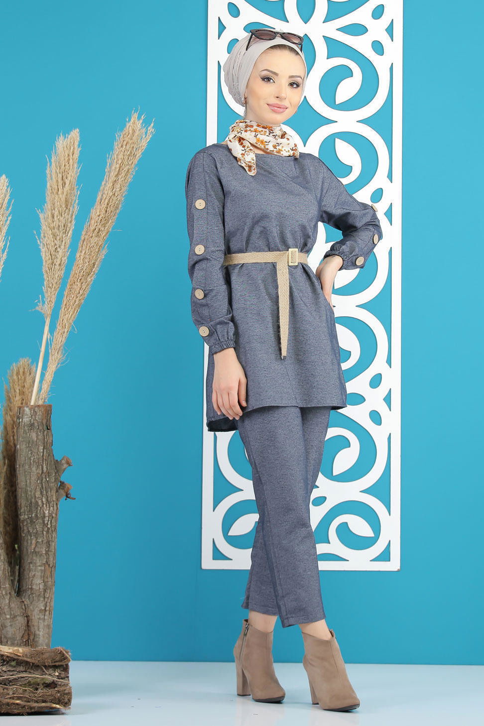 Tunik Pantolon Kemer Lacivert - 7820 Lacivert - 7820