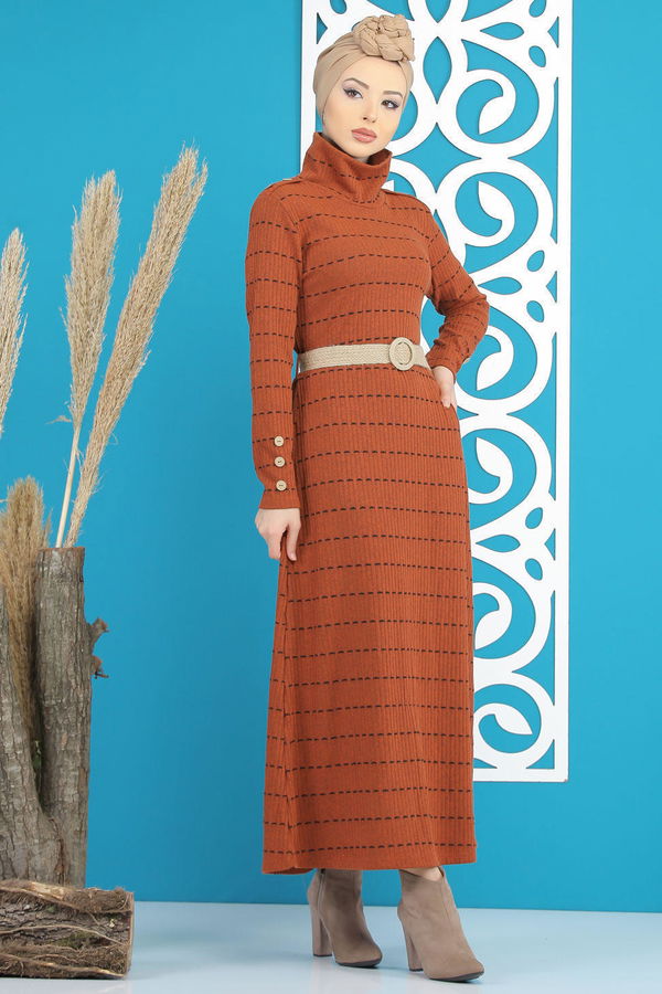 Elbise Kemer Siyah  Taba - 7843 TABA