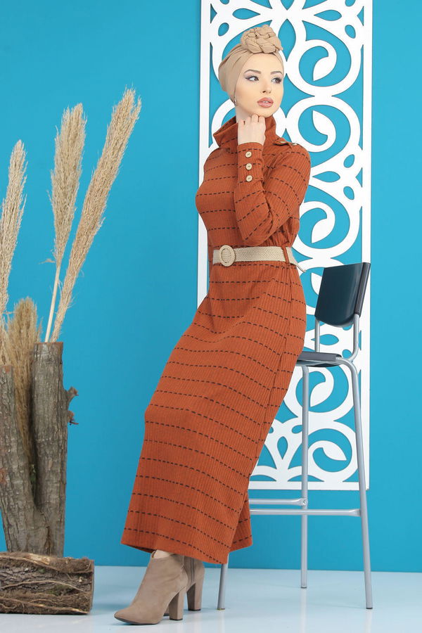 Elbise Kemer Siyah  Taba - 7843 TABA
