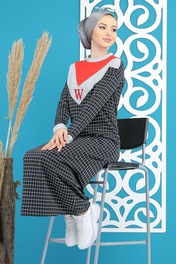 Desenli Elbise Siyah - 4104 Siyah - 4104
