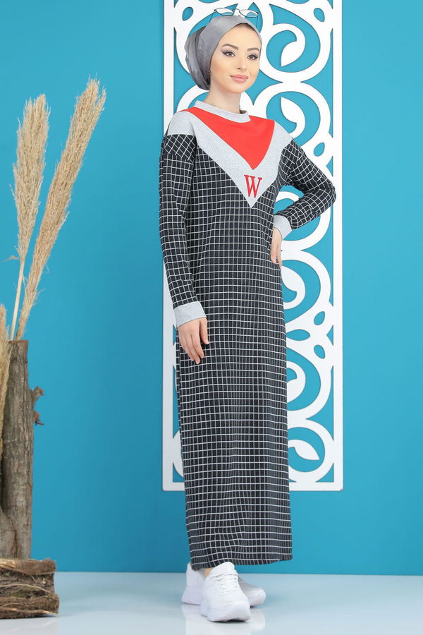Desenli Elbise Siyah - 4104 Siyah - 4104