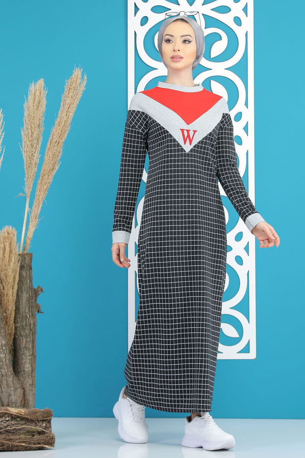 Desenli Elbise Siyah - 4104 Siyah - 4104