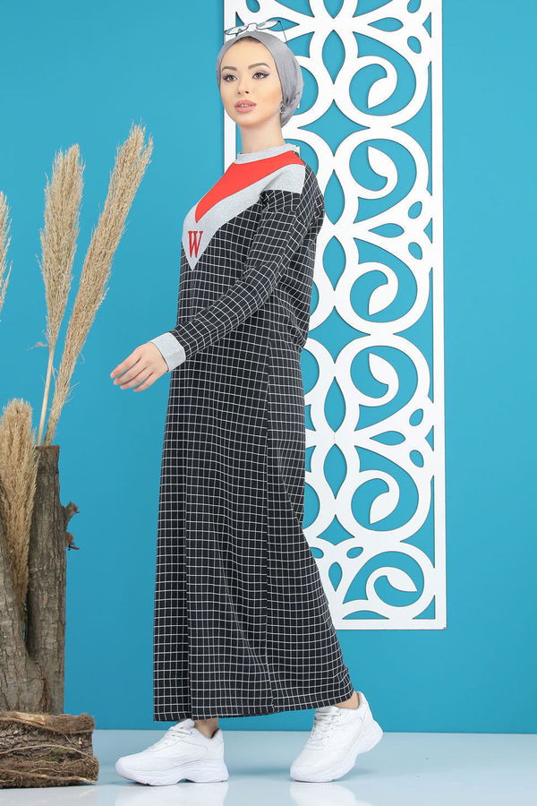 Desenli Elbise Siyah - 4104 Siyah - 4104