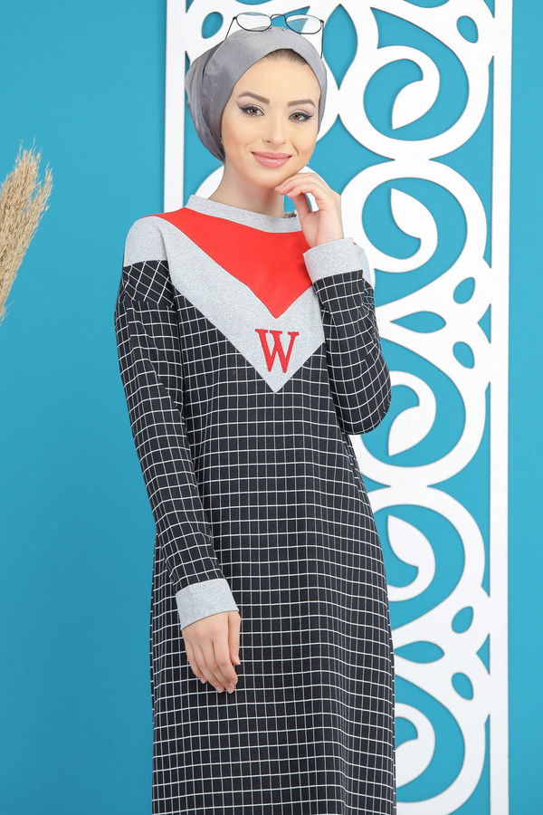 Desenli Elbise Siyah - 4104 Siyah - 4104