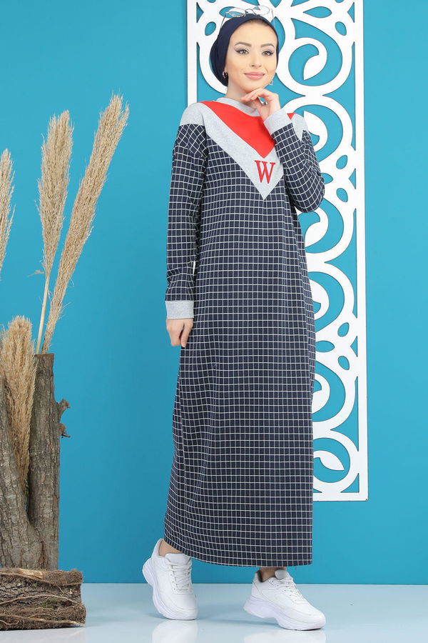 Desenli Elbise Lacivert - 4104 Lacivert - 4104 LACİVERT
