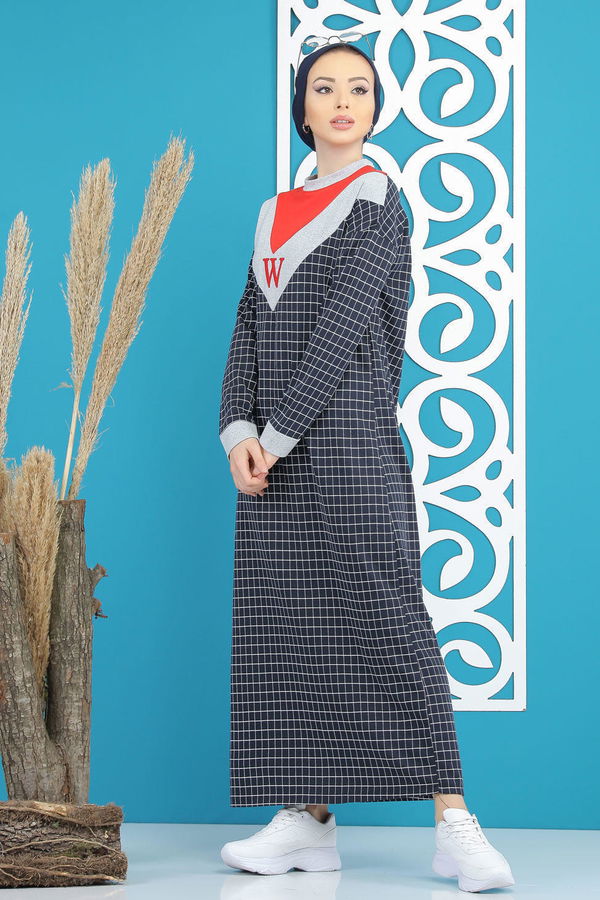 Desenli Elbise Lacivert - 4104 Lacivert - 4104 LACİVERT