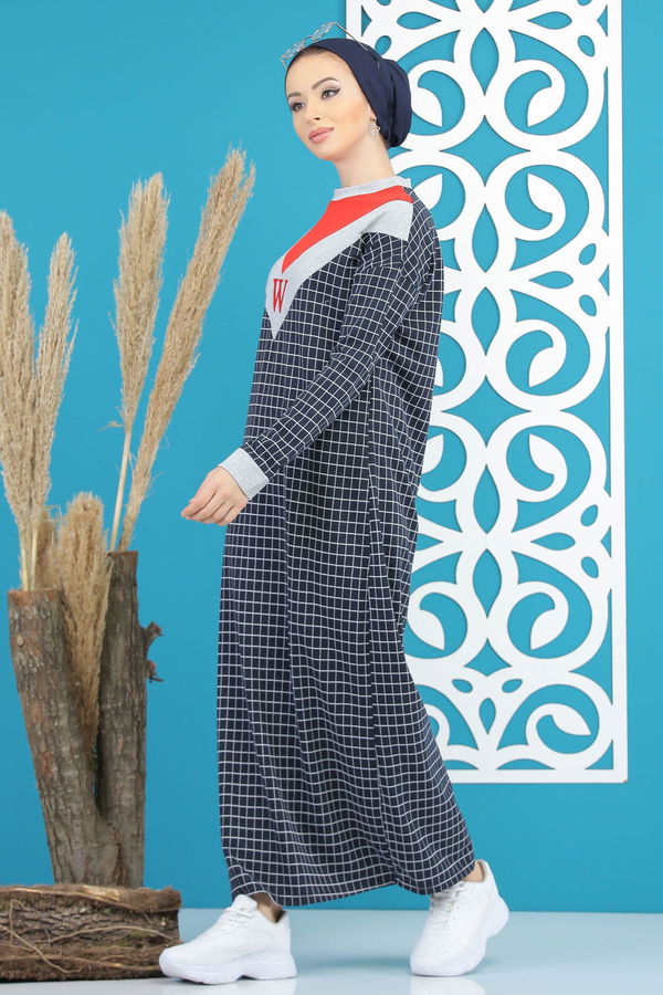 Desenli Elbise Lacivert - 4104 Lacivert - 4104 LACİVERT