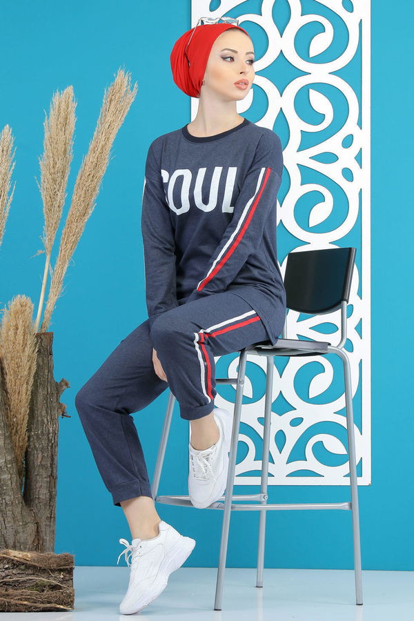Tunik Pantolon Siyah  Mavi - 4115 MAVİ