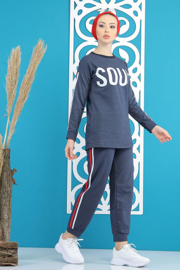 Tunik Pantolon Siyah  Mavi - 4115 MAVİ