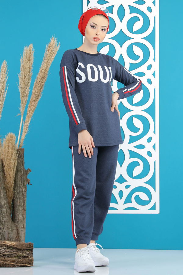 Tunik Pantolon Siyah  Mavi - 4115 MAVİ