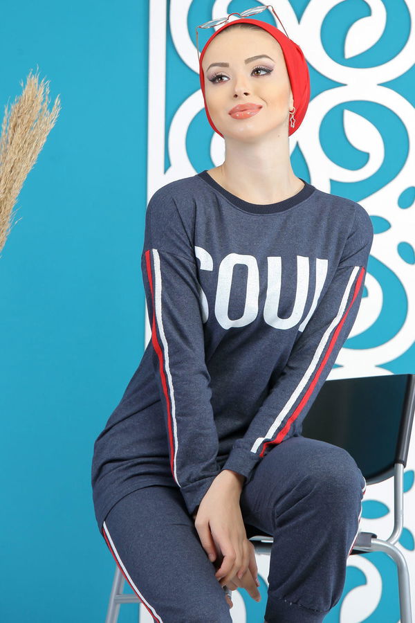 Tunik Pantolon Siyah  Mavi - 4115 MAVİ