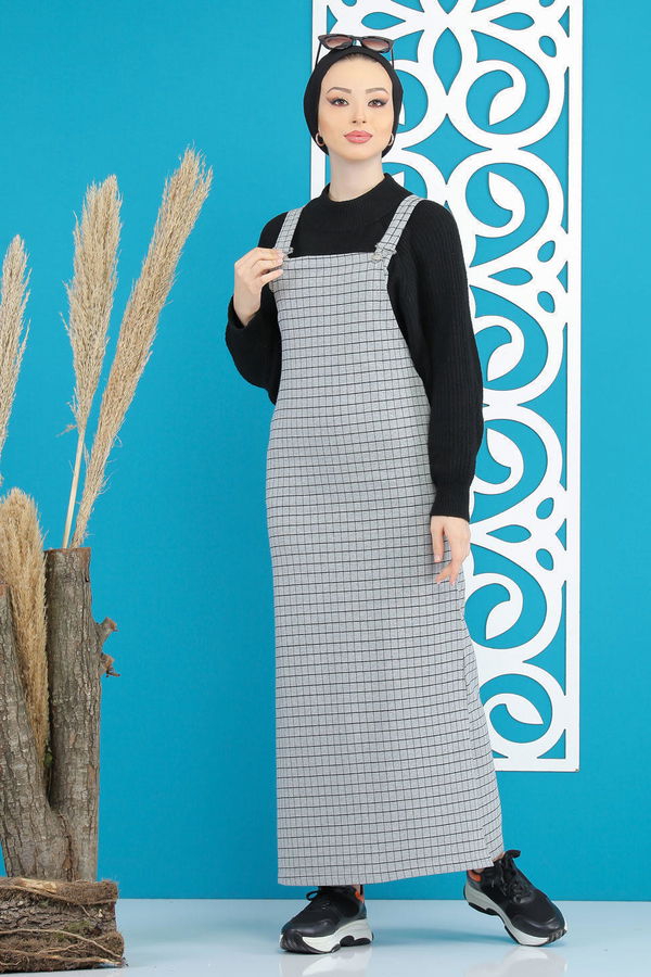 Kareli Salopet Koyu Gri - 02 7668 Gri - 7668 GRİ