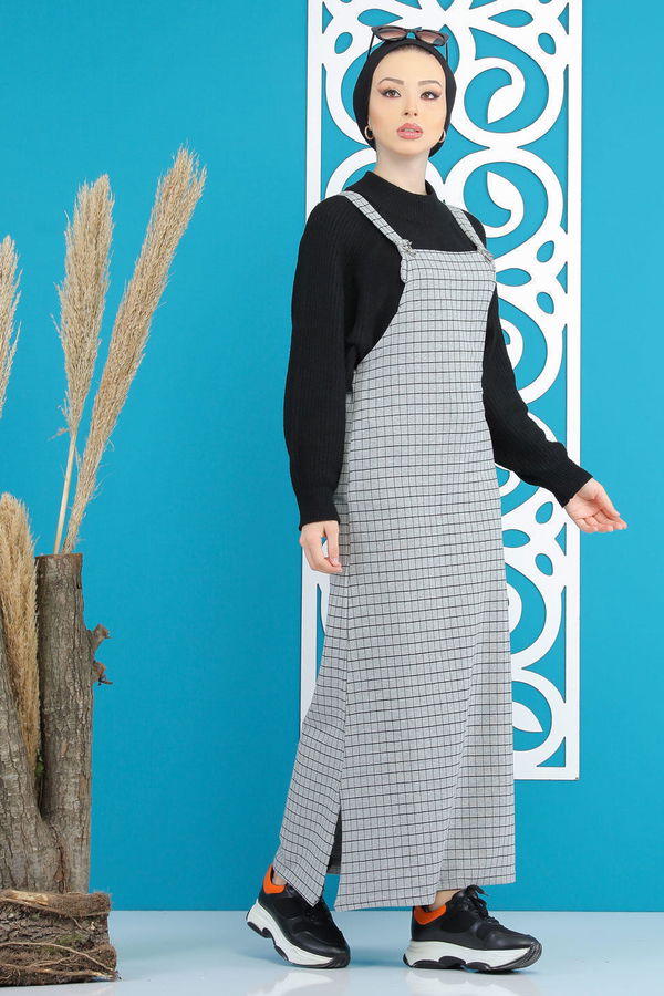 Kareli Salopet Koyu Gri - 02 7668 Gri - 7668 GRİ