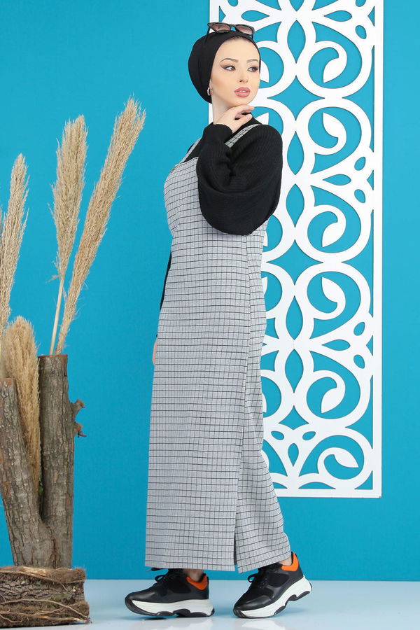 Kareli Salopet Koyu Gri - 02 7668 Gri - 7668 GRİ