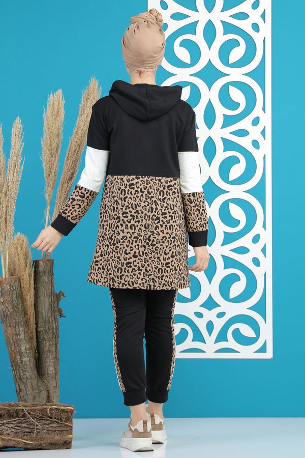 Tunik Pantolon Leopar Leopar Siyah Siyah - 7869 SİYAH