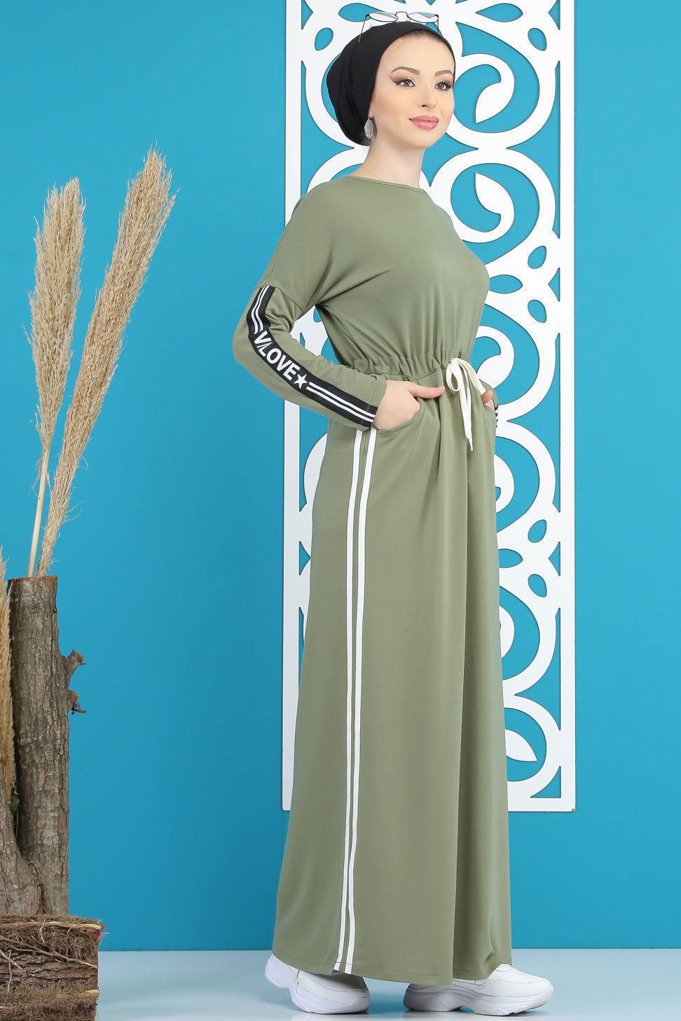 İki İplik Elbise Siyah  Haki - 1144 HAKİ