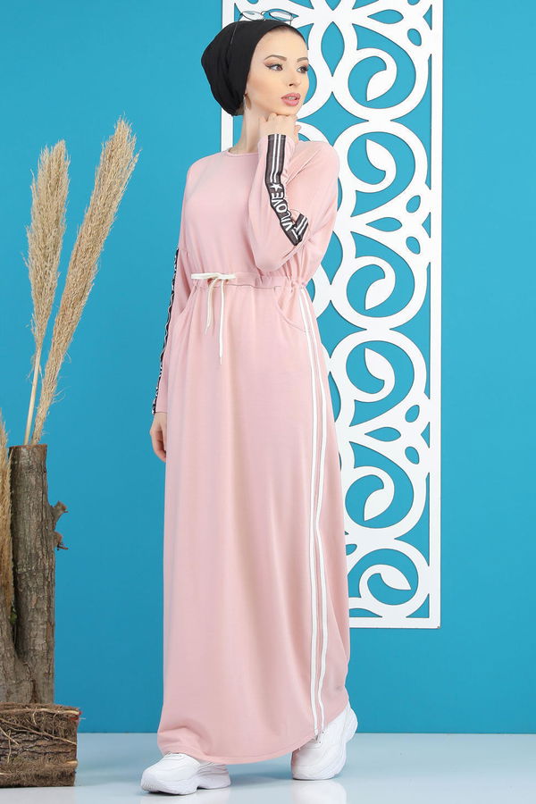 İki İplik Elbise Siyah  Pembe - 1144 PEMBE