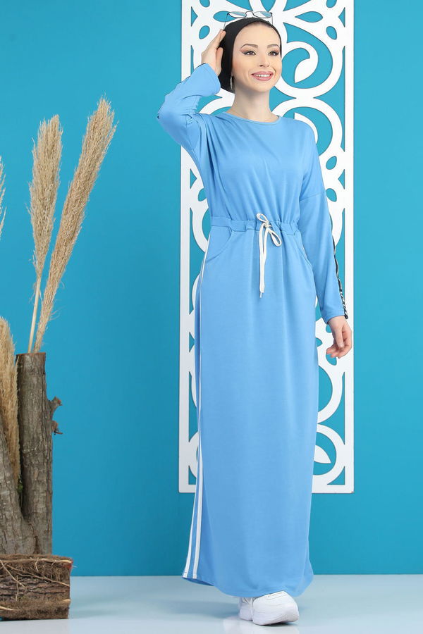 İki İplik Elbise Siyah  Mavi - 1144 MAVİ