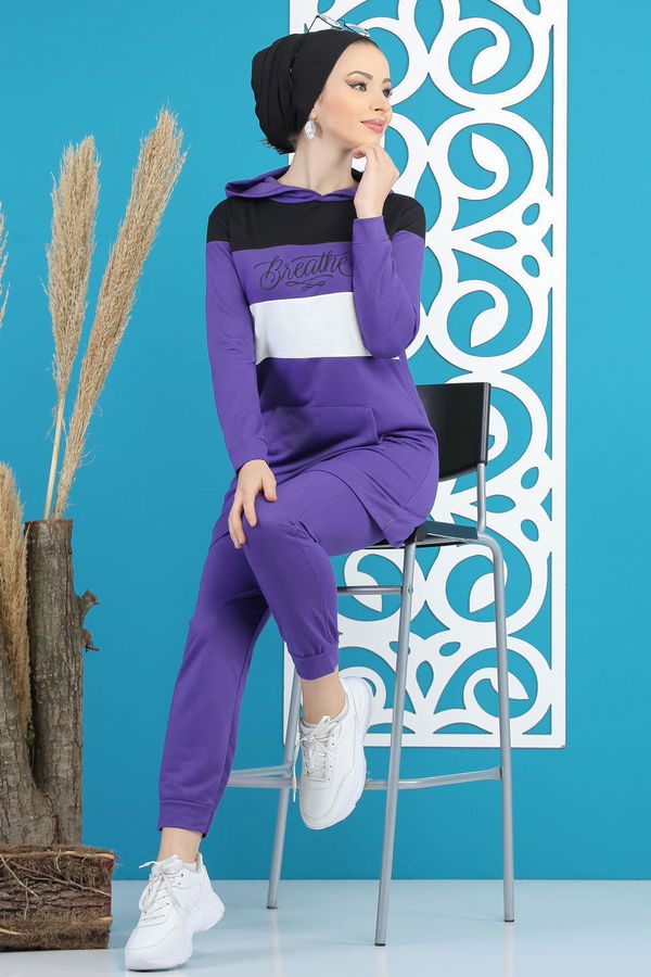 Tunik Pantolon Haki  Mor - 7808