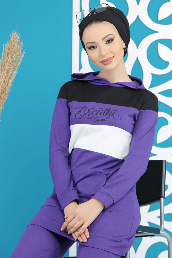 Tunik Pantolon Haki  Mor - 7808