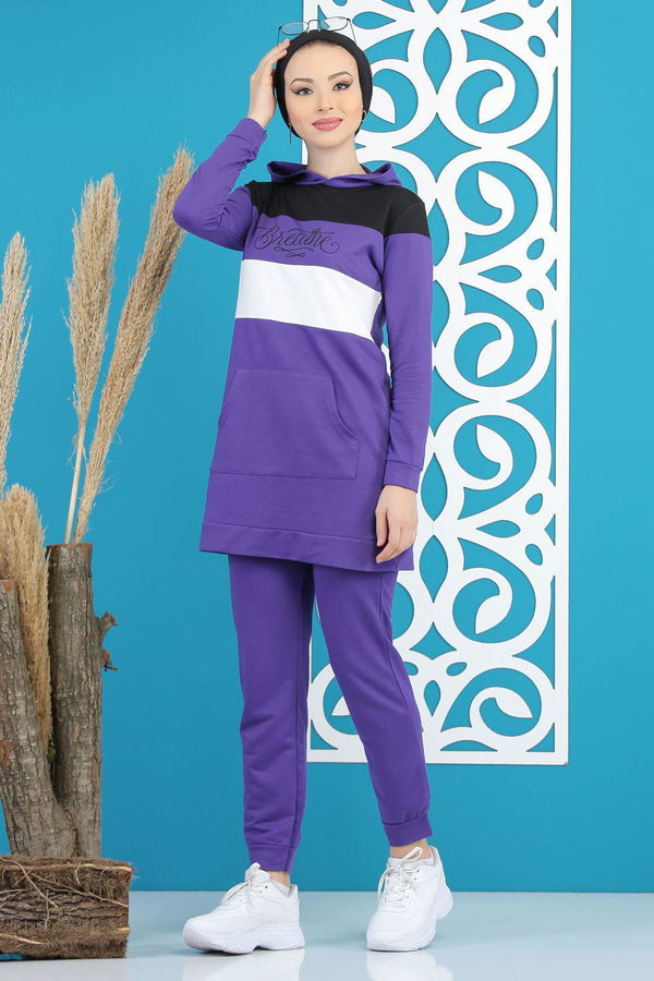 Tunik Pantolon Haki  Mor - 7808