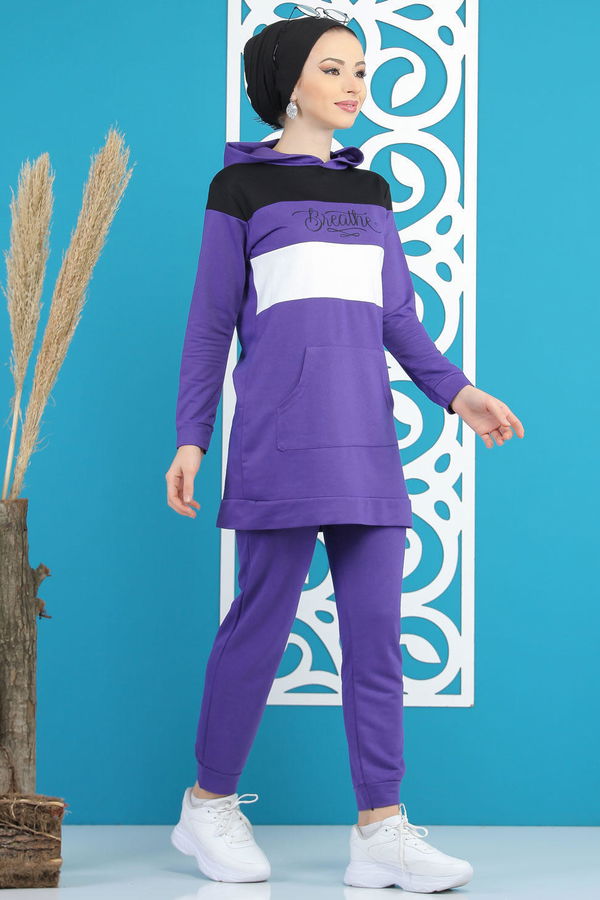 Tunik Pantolon Haki  Mor - 7808