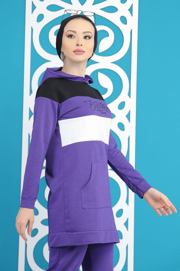 Tunik Pantolon Haki  Mor - 7808