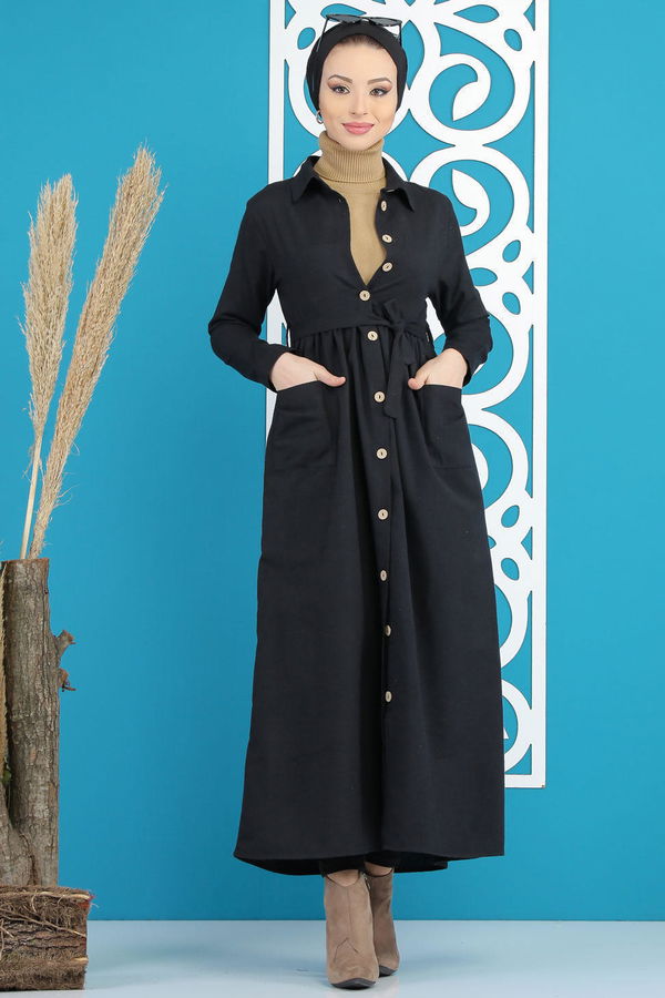 Kuşaklı Elbise Siyah - 7872 Siyah - 7872