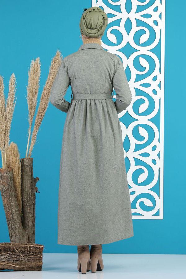 Kuşaklı Elbise Haki - 7872 Haki - 7872 HAKİ