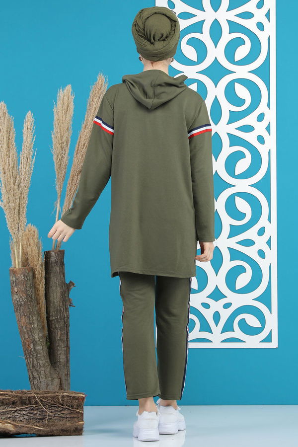 Şeritli Tunik Pantolon Siyah  Haki - 7791 HAKİ