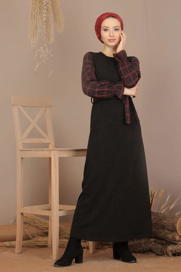 Kuşaklı Elbise Siyah  Siyah - 7905