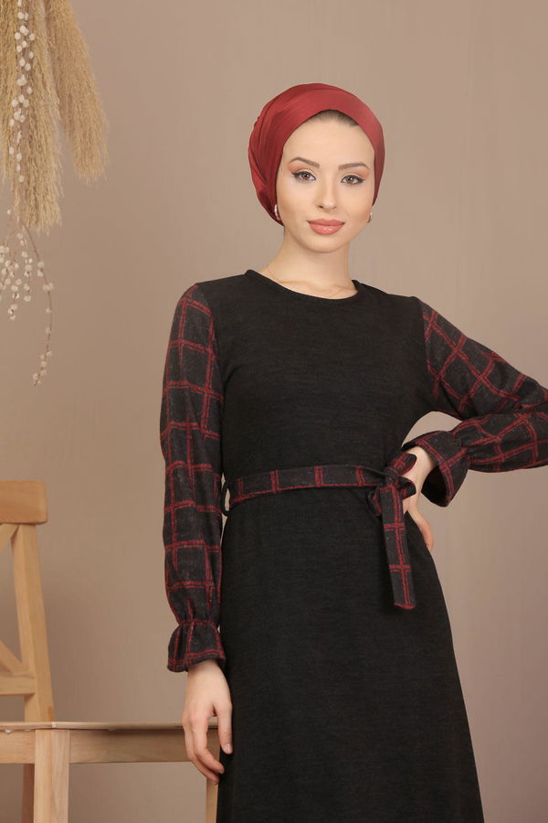Kuşaklı Elbise Siyah  Siyah - 7905