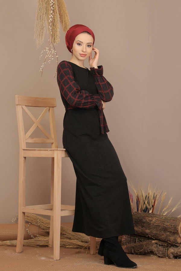 Kuşaklı Elbise Siyah  Siyah - 7905