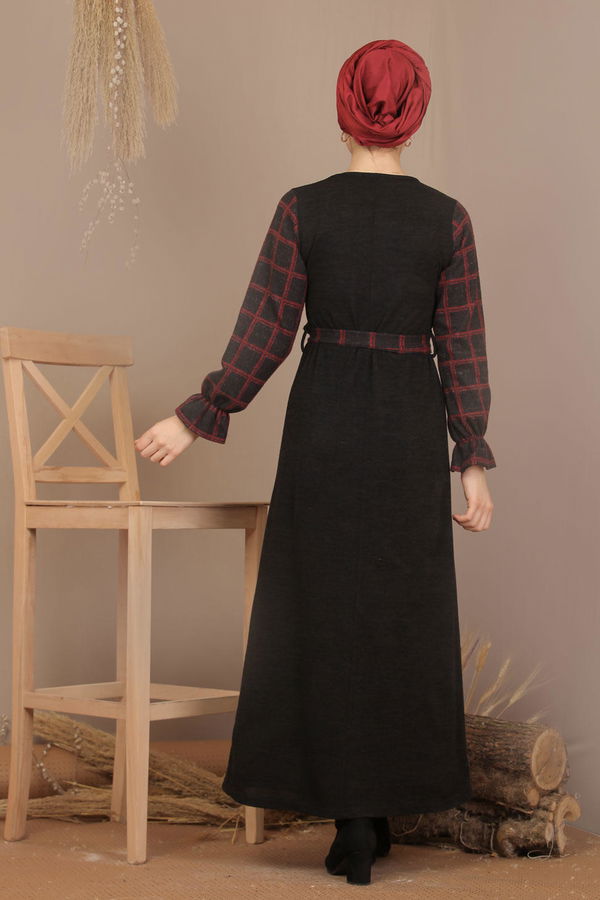 Kuşaklı Elbise Siyah  Siyah - 7905