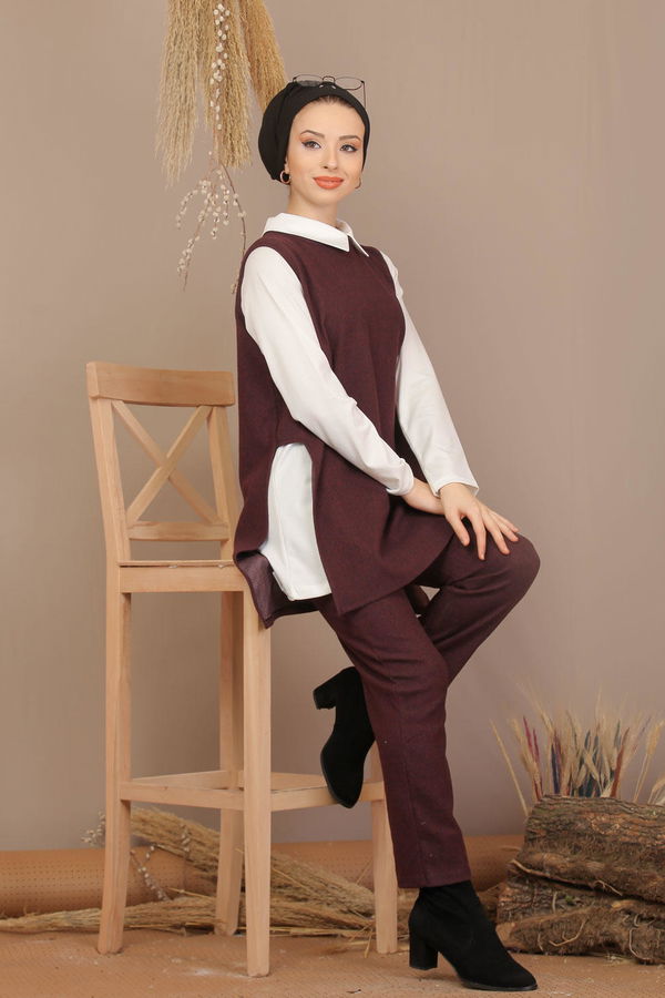 Tunik Pantolon Jile Haki  Bordo - 7907