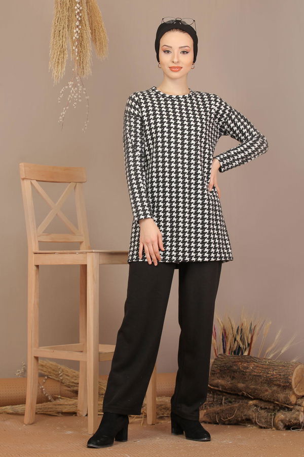 Tunik Pantolon Siyah Beyaz  Siyah - 7908 SİYAH