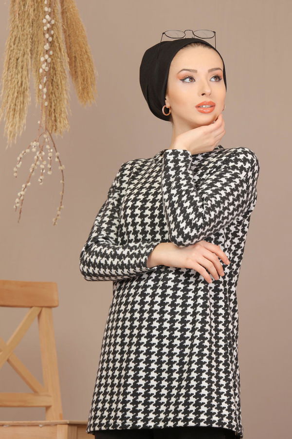 Tunik Pantolon Siyah Beyaz  Siyah - 7908 SİYAH
