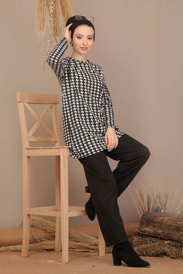 Tunik Pantolon Siyah Beyaz  Siyah - 7908 SİYAH