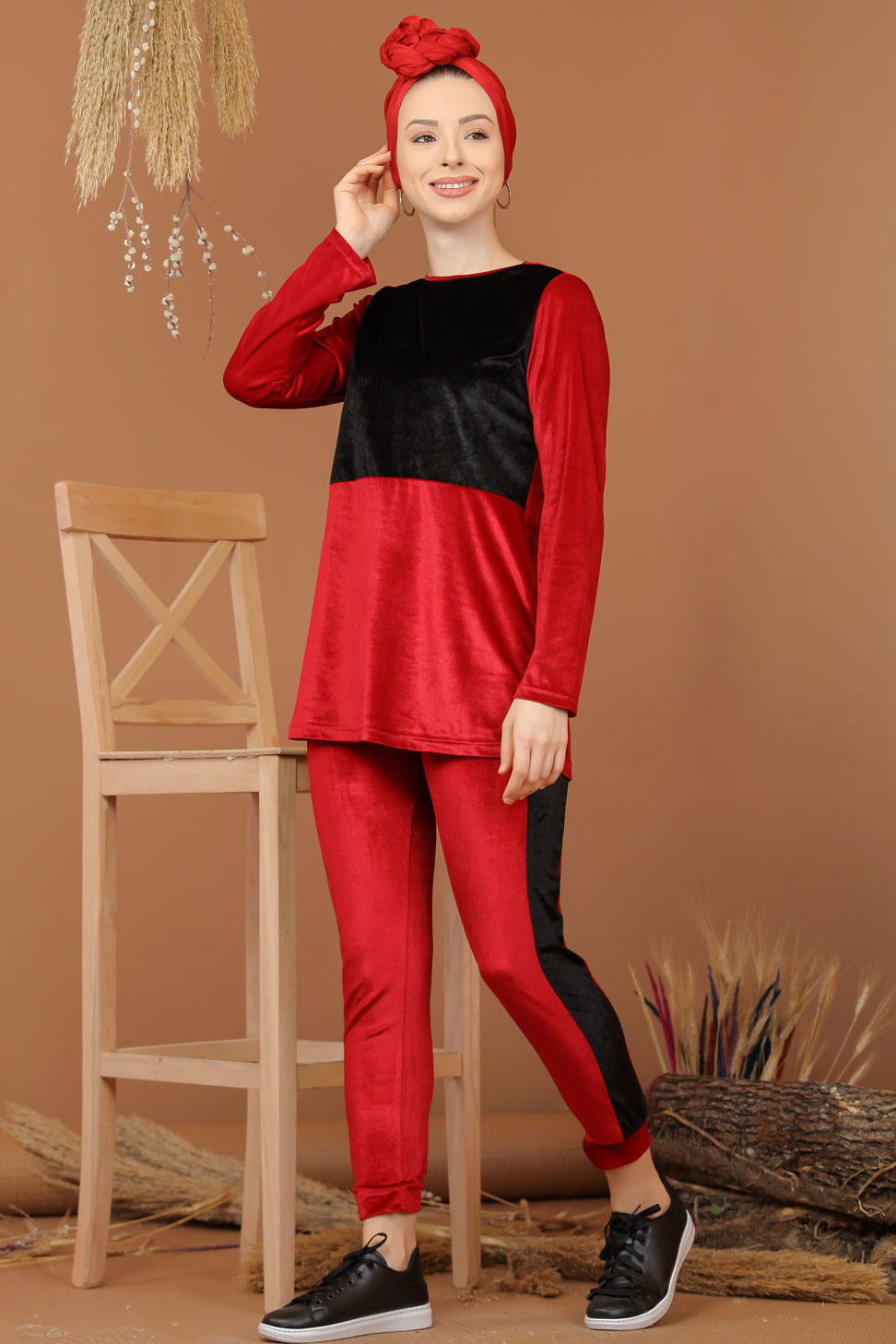 Kadife Eşofman Takım Bordo  Bordo - 5192
