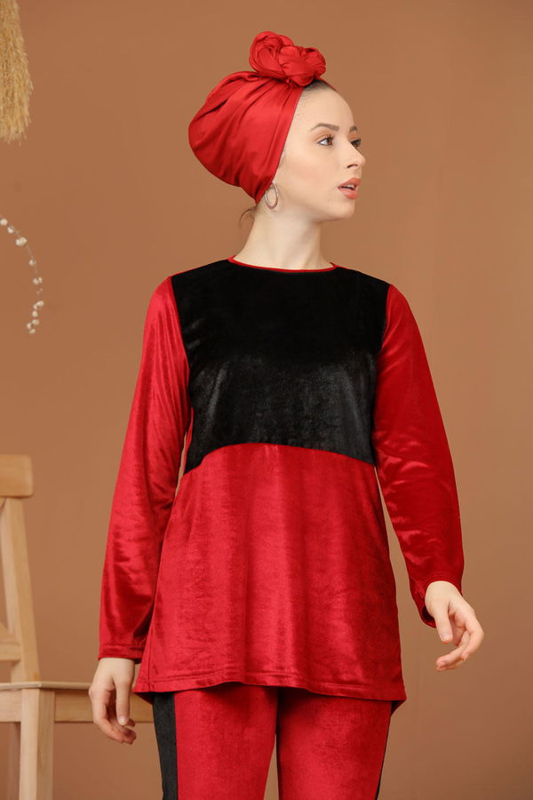 Kadife Eşofman Takım Bordo  Bordo - 5192