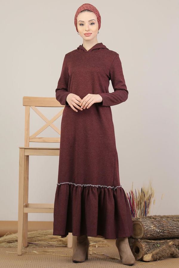 Elbise Siyah  Bordo - 5159 BORDO