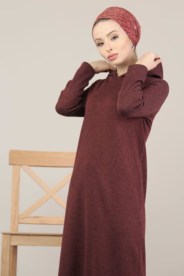 Elbise Siyah  Bordo - 5159 BORDO